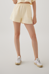 Kaia Textured High Waisted Shorts in Vanilla