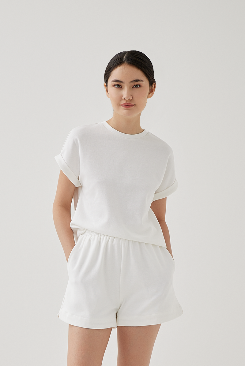 Cadey Elasticated Shorts in White