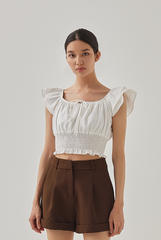 Kensly Cuffed-Hem Shorts in Walnut