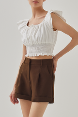 Kensly Cuffed-Hem Shorts in Walnut