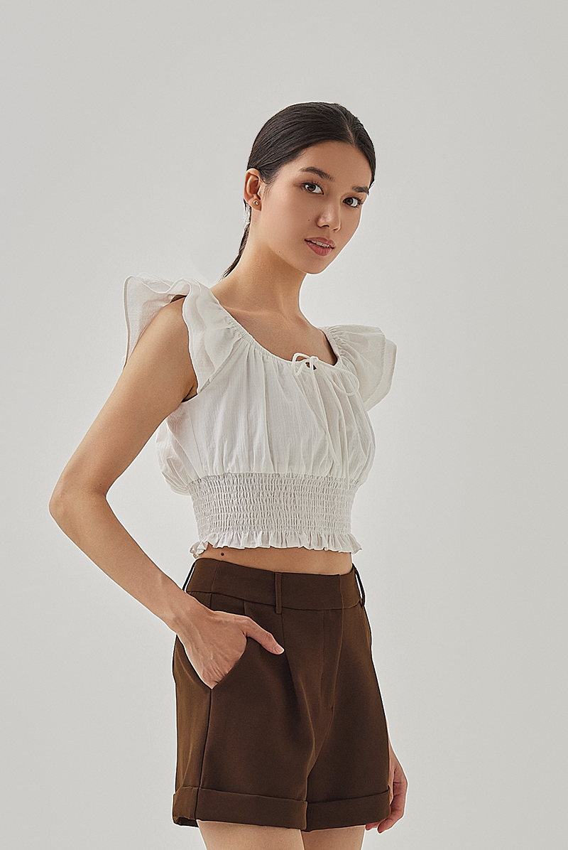 Kensly Cuffed-Hem Shorts in Walnut