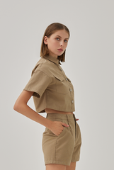 Nova High Waisted Shorts in Khaki