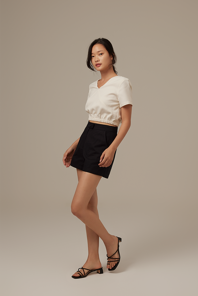 Fina Patch Pocket Shorts in Black