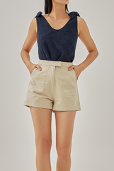 Fina Patch Pocket Shorts in Rice