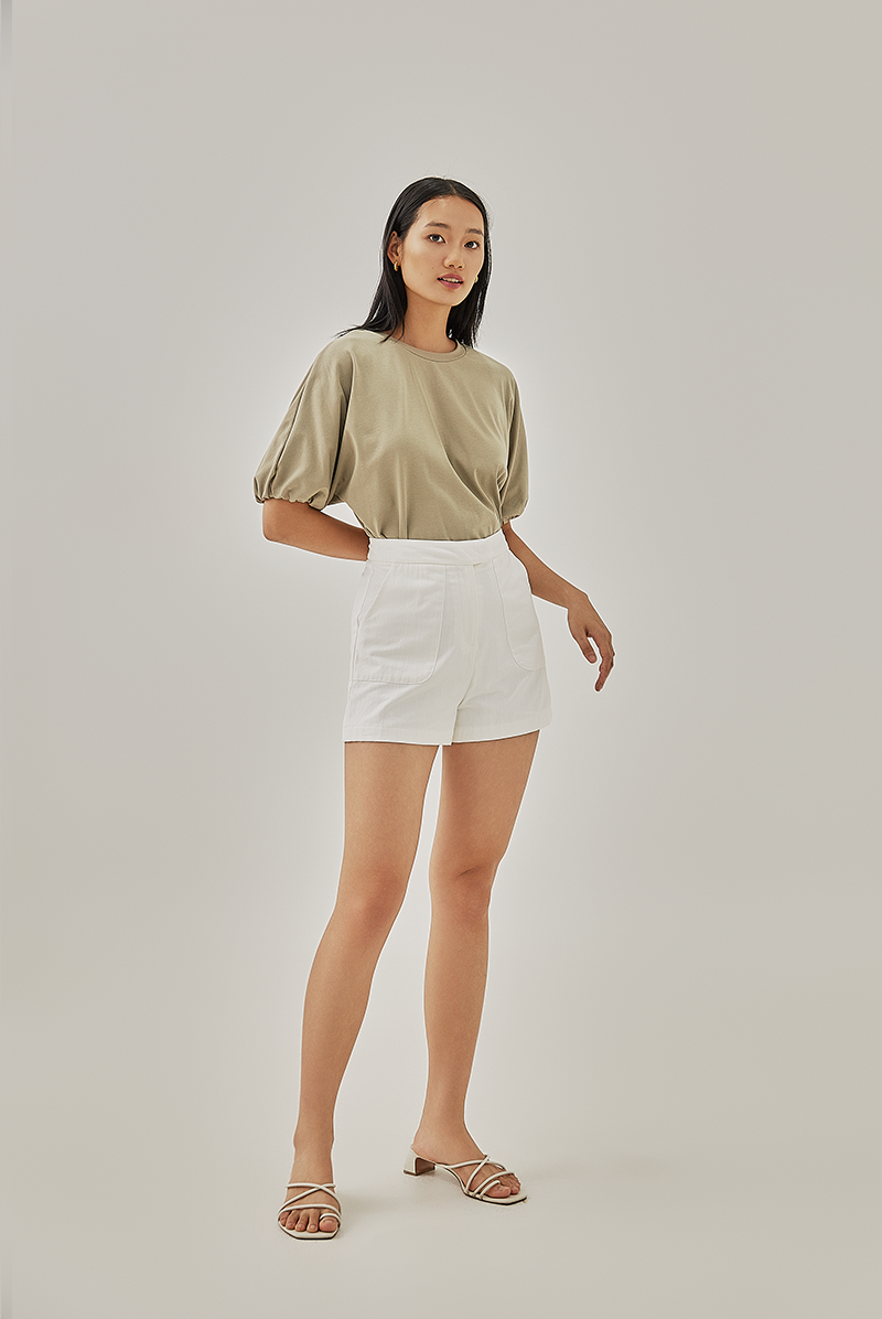 Fina Patch Pocket Shorts in White