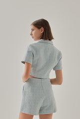 Mila Tweed High Waist Shorts in Cloud