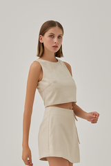 Nela Front Wrap Tweed Skorts in Khaki