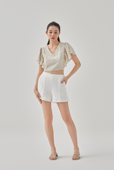 Kayleen Pleated Detail Shorts in White