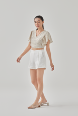 Kayleen Pleated Detail Shorts in White