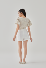 Kayleen Pleated Detail Shorts in White