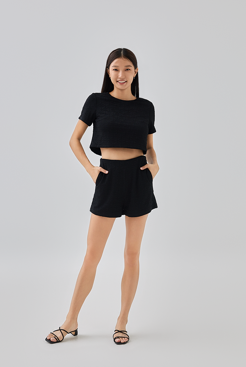 Jodin Textured Shorts in Black