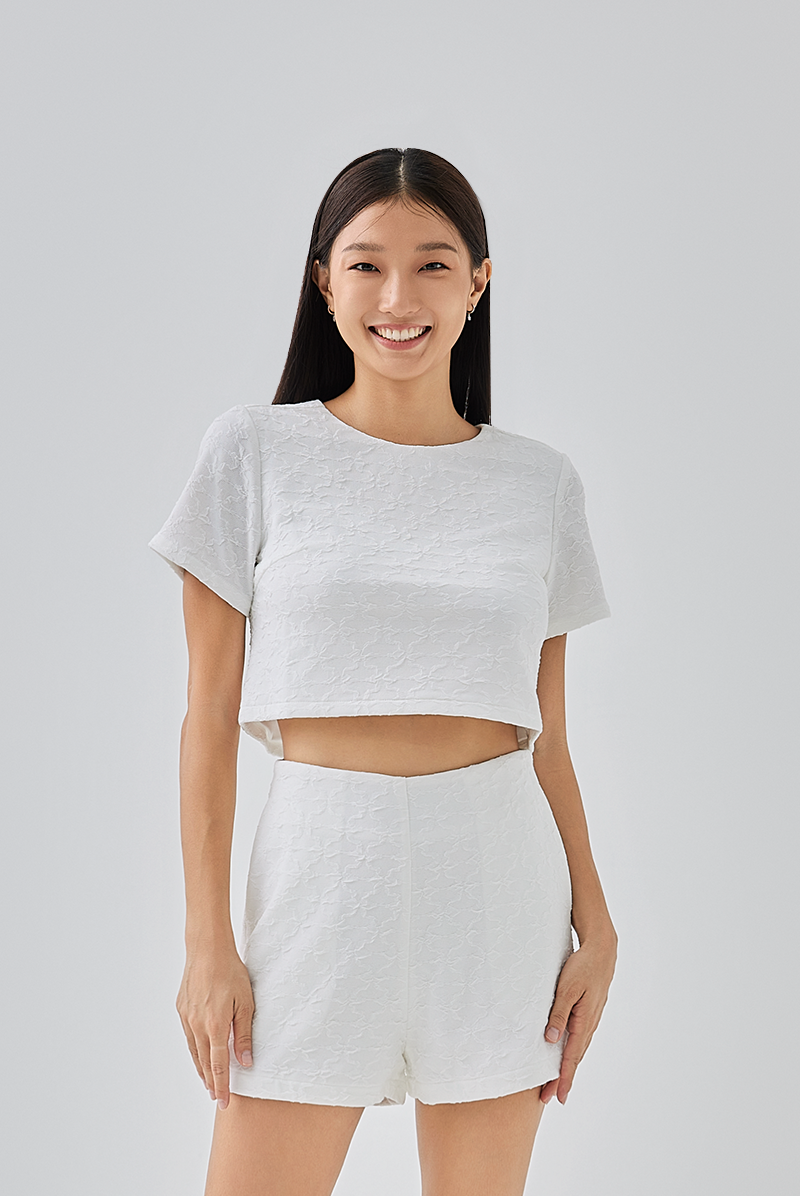 Jodin Textured Shorts in White