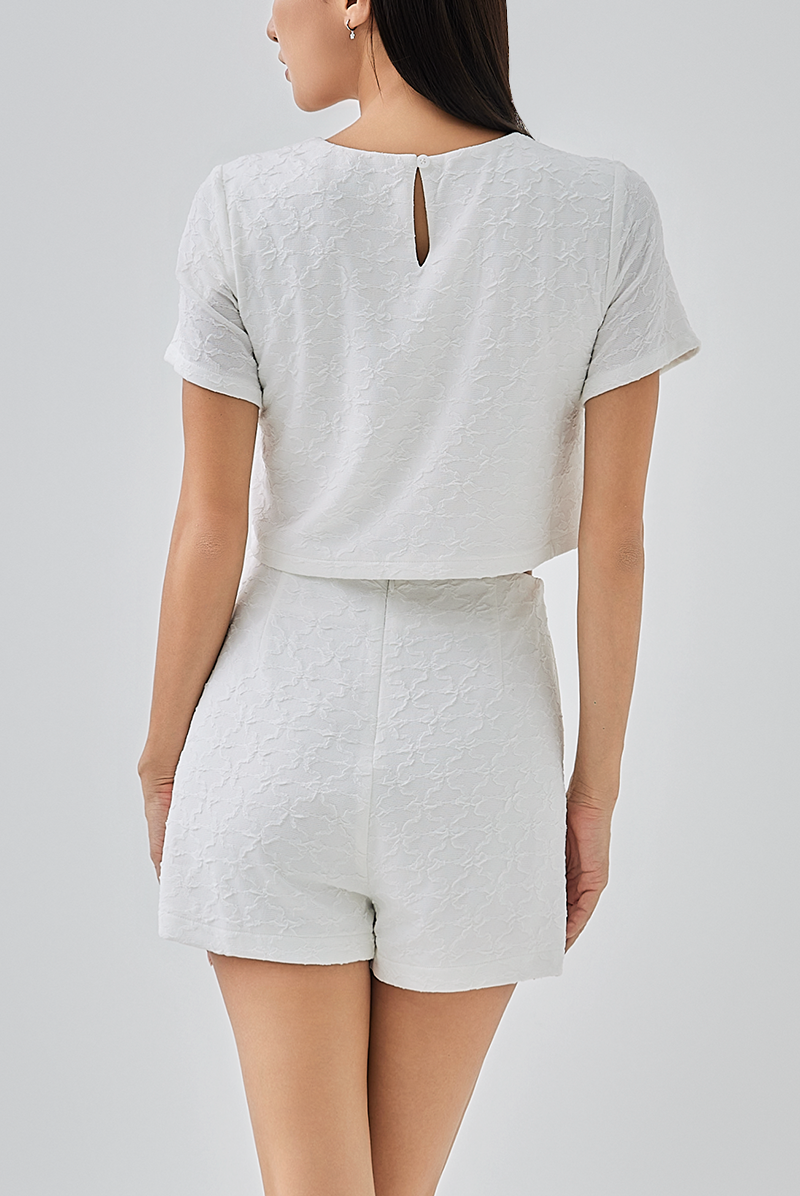 Jodin Textured Shorts in White