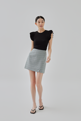 Ana Mini Tweed Textured Skort in Dusty Green