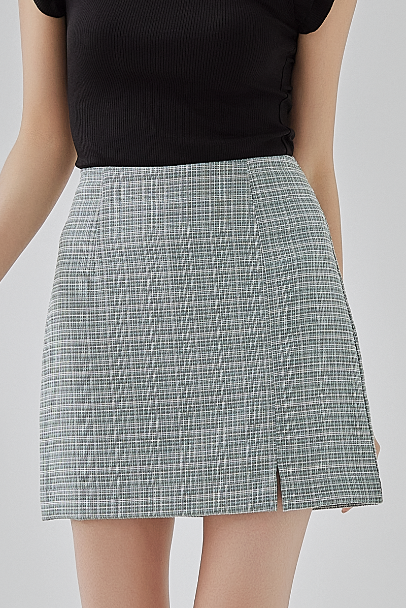Ana Mini Tweed Textured Skort in Dusty Green