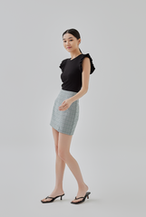 Ana Mini Tweed Textured Skort in Dusty Green