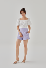 Fay High Waisted Textured Shorts in Lilac