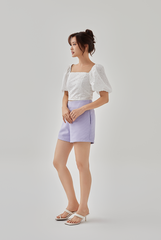 Fay High Waisted Textured Shorts in Lilac