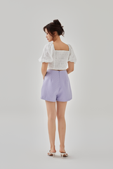 Fay High Waisted Textured Shorts in Lilac
