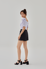 Fiby Double Pleated Shorts in Charcoal