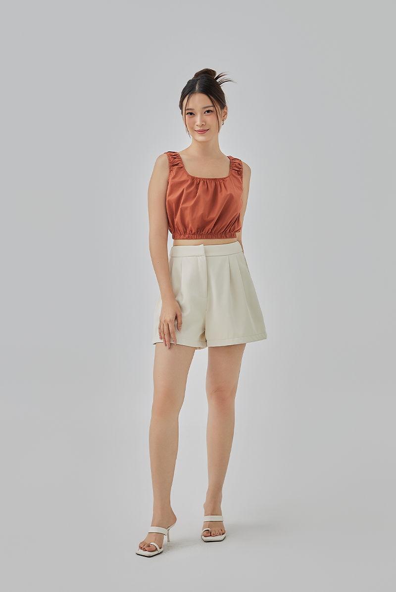 Kell Double Pleated Shorts in Oat