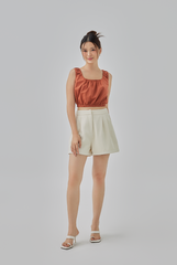 Kell Double Pleated Shorts in Oat