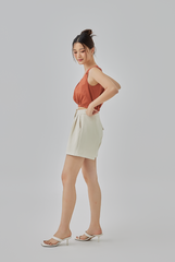 Kell Double Pleated Shorts in Oat