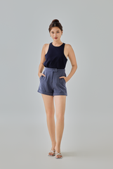 [B1F1] Manny Striped Folded Hem Shorts