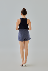 [B1F1] Manny Striped Folded Hem Shorts