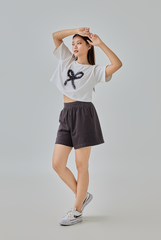 Danni Elastic Waist Shorts in Dark Grey