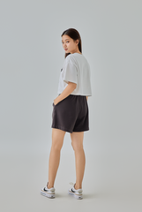 Danni Elastic Waist Shorts in Dark Grey