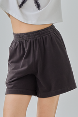 Danni Elastic Waist Shorts in Dark Grey