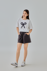 Danni Elastic Waist Shorts in Dark Grey