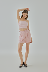 Windy Contrast Stitching Shorts in Rose Gold