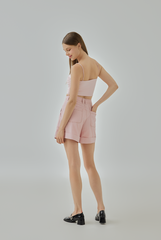 Windy Contrast Stitching Shorts in Rose Gold