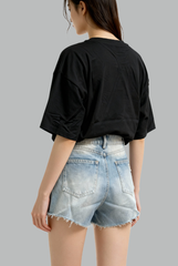 Arden Raw Edge Denim Shorts