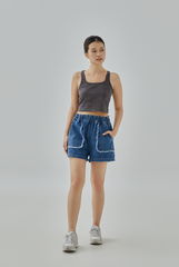Raiah Raw Pocket Hem Denim Shorts