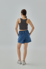 Raiah Raw Pocket Hem Denim Shorts