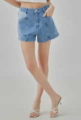 Mell Color Block Denim Shorts