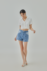 Mell Color Block Denim Shorts