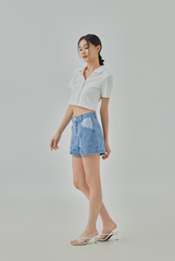 Mell Color Block Denim Shorts