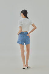 Mell Color Block Denim Shorts