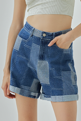 Lana Patchwork Denim Shorts