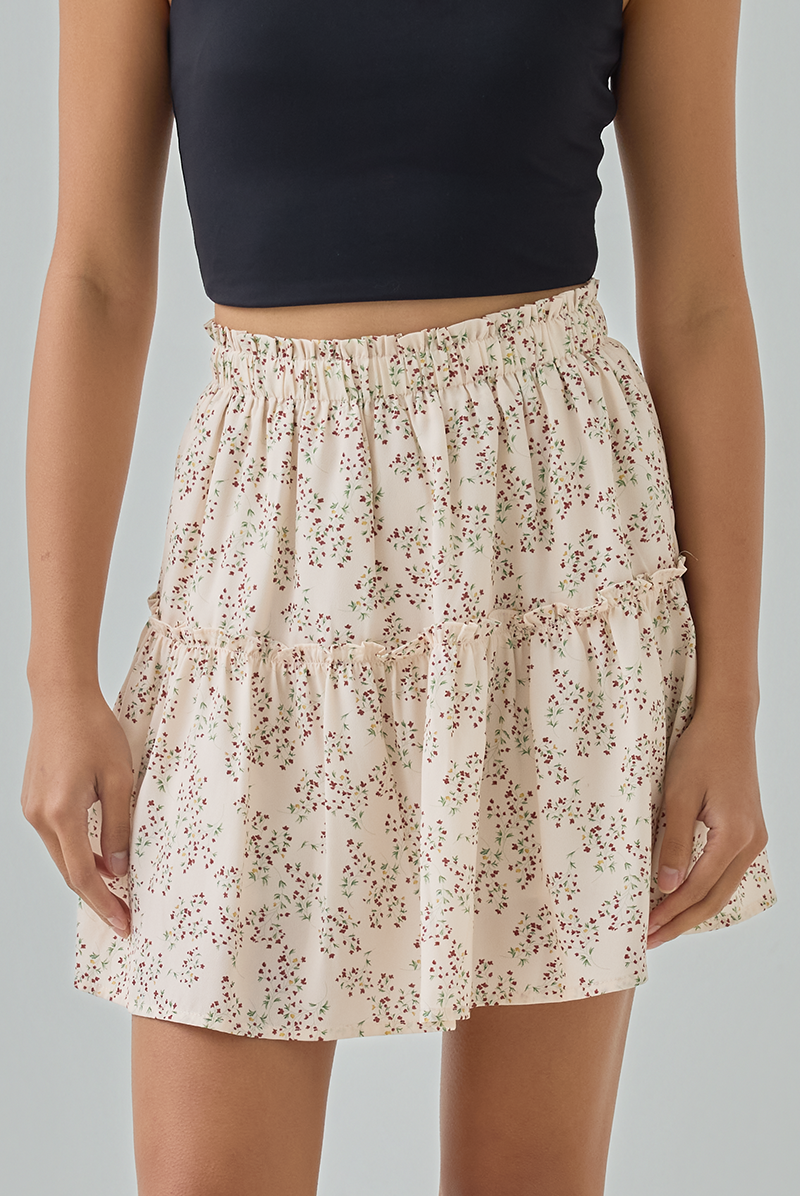 Abby Floral Printed Tiered Skort