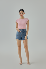 Alvina High-Waisted Denim Shorts