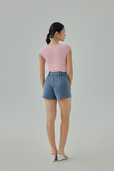 Alvina High-Waisted Denim Shorts