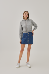 Jada Drop Shoulders Crop Hoodie in Light Grey