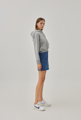 Jada Drop Shoulders Crop Hoodie in Light Grey