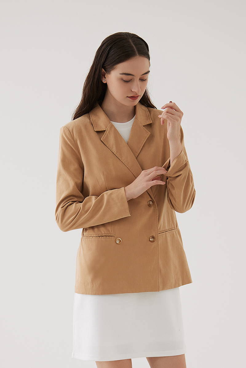 Grazia Double Breasted Blazer in Khaki