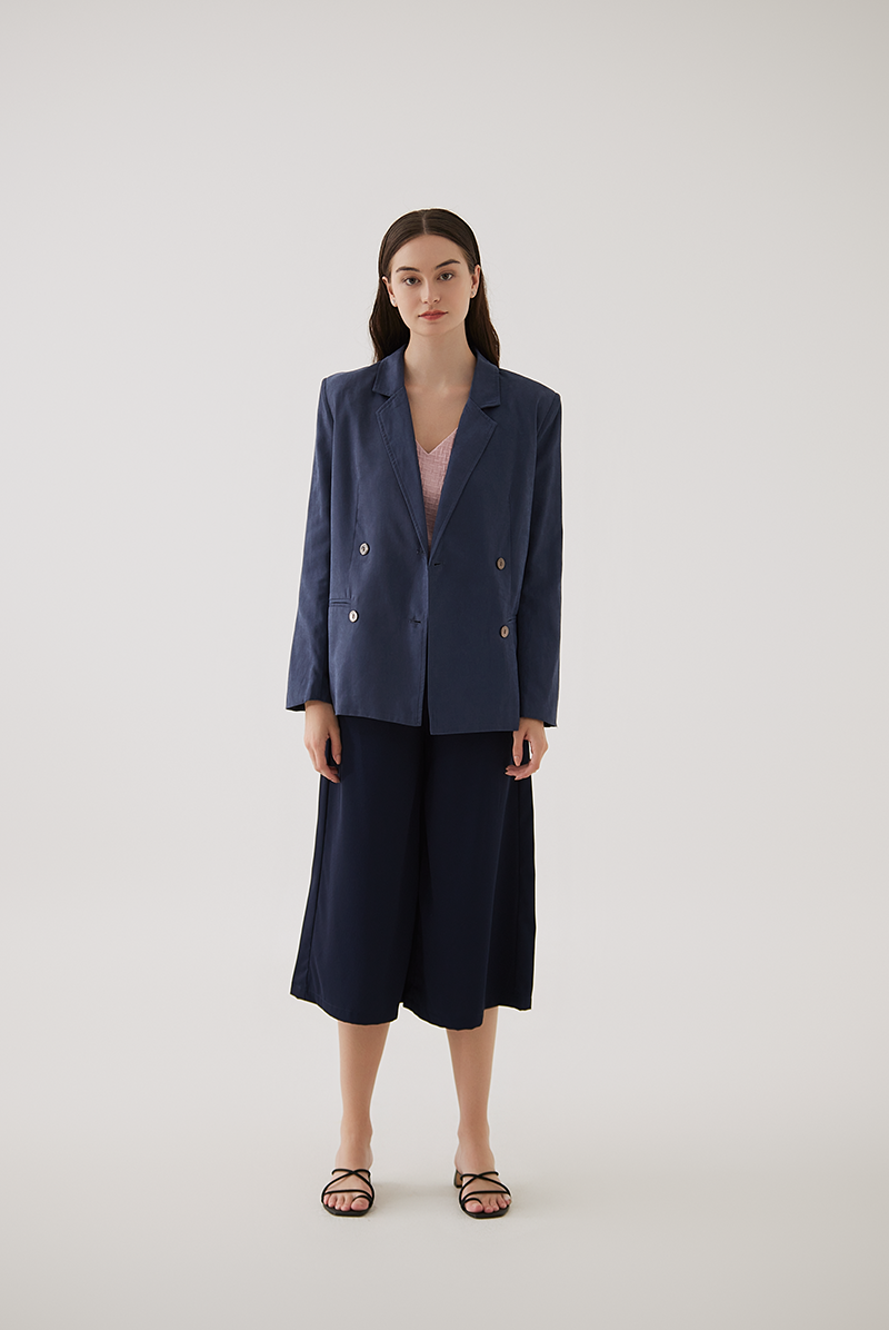 Grazia Double Breasted Blazer in Navy Blue
